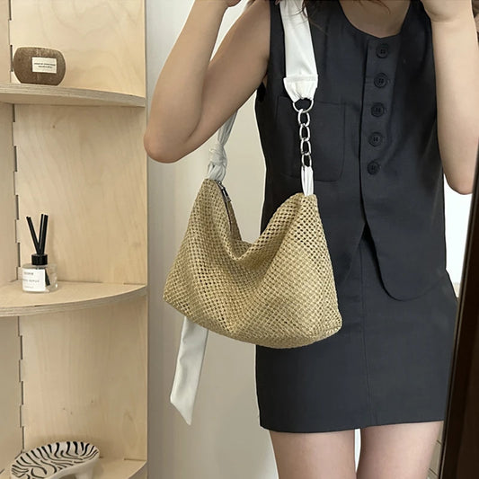 Borsa a tracolla casual con cinturino regolabile in pelle PU e catena da donna - Borsa a tracolla ATREND