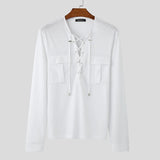 Camicia casual con lacci da uomo - Camicia uomo ATREND