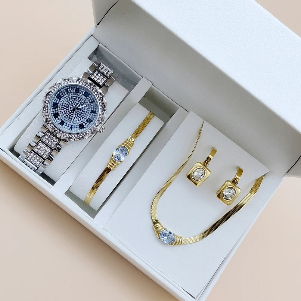 Set idea regalo con orologio collana bracciaeltto e orecchini con pietra da donna - Idea regalo donna ATREND