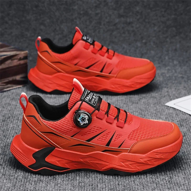 Sneakers chunky casual in pelle in microfibra da uomo