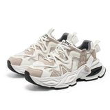 Sneakers chunky casual bicolor in pelle mesh traspirante da uomo