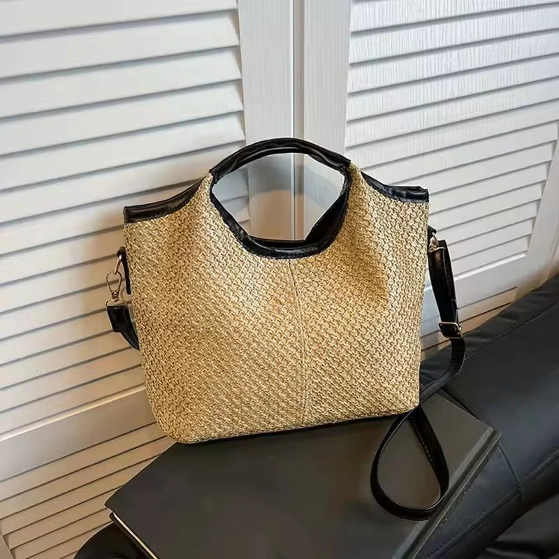 Borsa a mano con bordo a contrasto e cinturino regolabile da donna - Borsa a mano ATREND