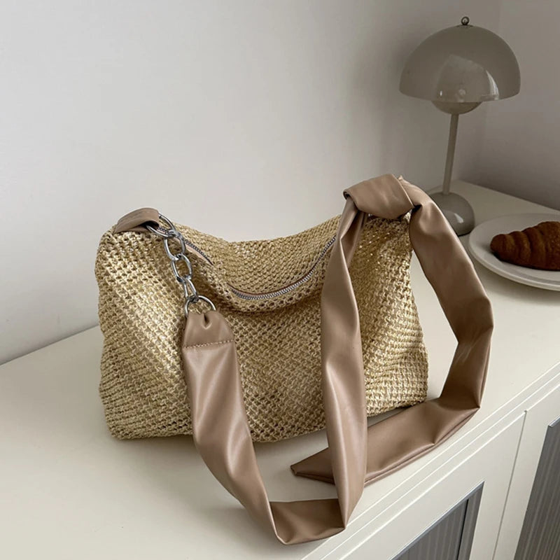 Borsa a tracolla casual con cinturino regolabile in pelle PU e catena da donna - Borsa a tracolla ATREND
