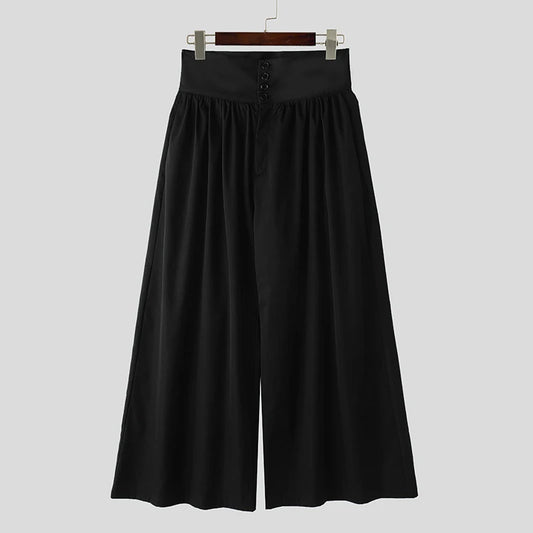 Pantaloni casual con fascia alta e bottoni da uomo - Pantaloni uomo ATREND
