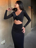 Abito lg aderente scavato con fiocco da donna ATREND