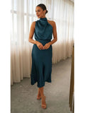 Abito longuette in raso senza maniche da donna ATREND