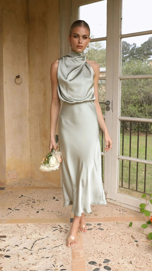 Abito longuette in raso senza maniche da donna ATREND