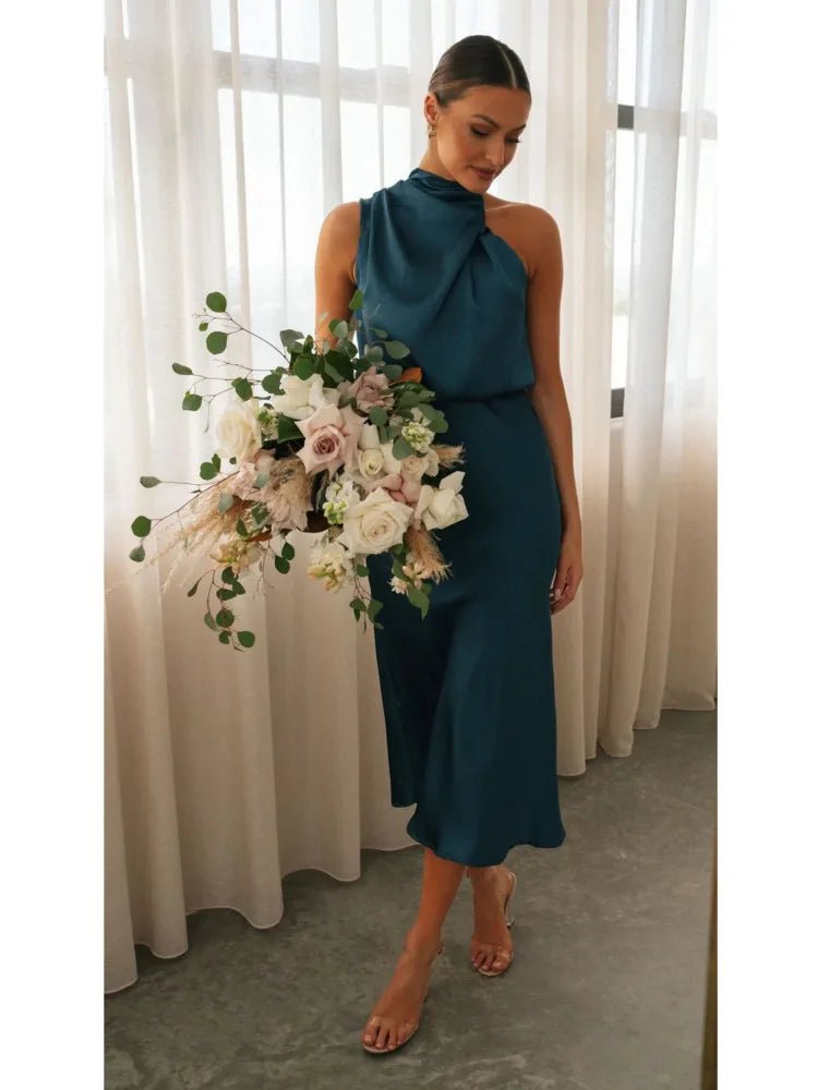 Abito longuette in raso senza maniche da donna ATREND
