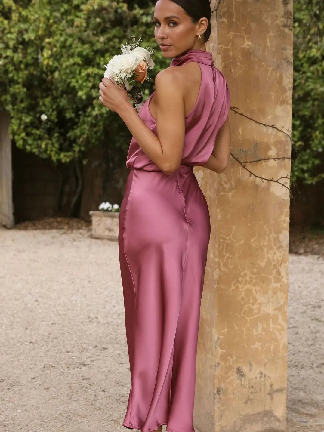 Abito longuette in raso senza maniche da donna ATREND