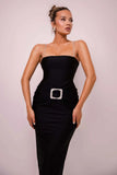 Abito lungo a fascia con brillantini in vita da donna ATREND