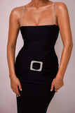 Abito lungo a fascia con brillantini in vita da donna ATREND