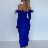 Abito lungo a fascia con piume da donna ATREND