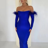 Abito lungo a fascia con piume da donna ATREND