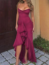 Abito lungo a fascia drappeggiato con bordo a contrasto in pizzo da donna ATREND