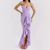 Abito lungo a fascia drappeggiato con bordo a contrasto in pizzo da donna ATREND