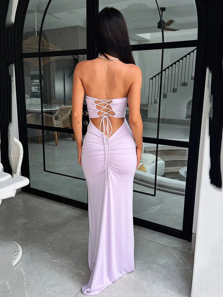 Abito lungo a fascia scavato con lacci da donna ATREND