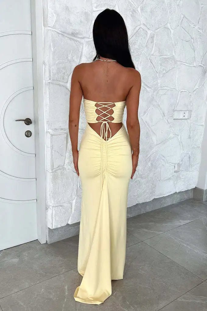 Abito lungo a fascia scavato con lacci da donna ATREND