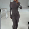 Abito lungo a maniche lunghe con fascia plissettata da donna ATREND