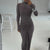 Abito lungo a maniche lunghe con fascia plissettata da donna ATREND