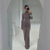 Abito lungo a maniche lunghe con fascia plissettata da donna ATREND