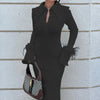 Abito lungo a maniche lunghe con piume da donna ATREND