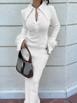 Abito lungo a maniche lunghe con piume da donna ATREND