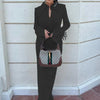 Abito lungo a maniche lunghe con piume da donna ATREND