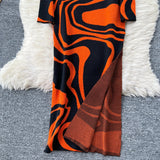 Abito lungo a maniche lunghe con spacco laterale da donna ATREND