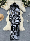 Abito lungo a maniche lunghe con spacco laterale da donna ATREND