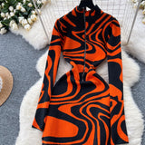 Abito lungo a maniche lunghe con spacco laterale da donna ATREND