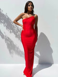 Abito lungo aderente con mono spalla in brillantini da donna ATREND