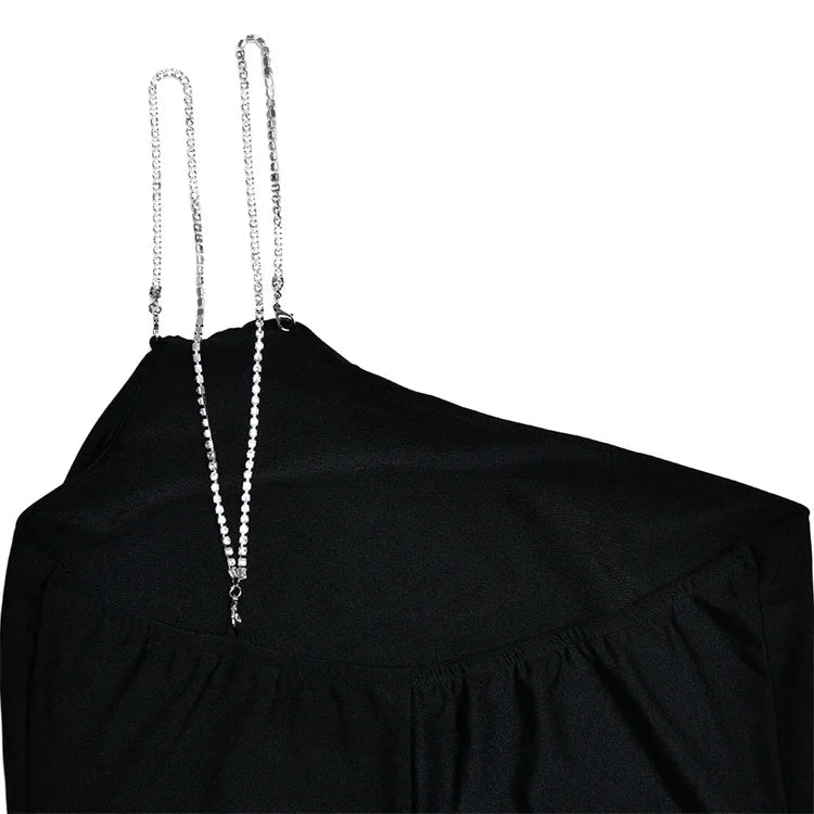Abito lungo aderente con mono spalla in brillantini da donna ATREND