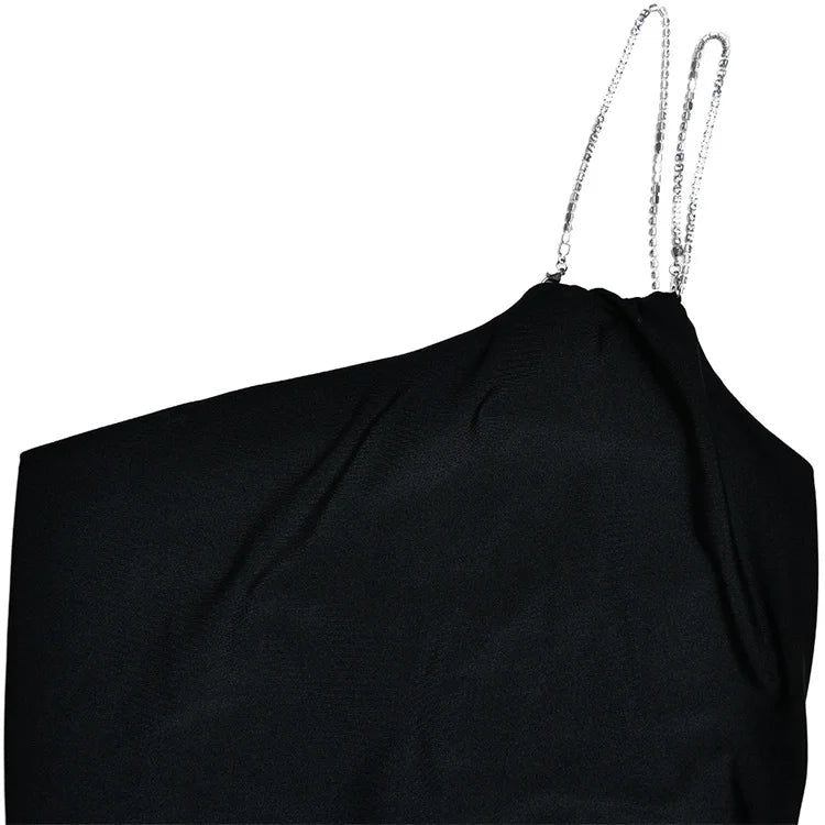 Abito lungo aderente con mono spalla in brillantini da donna ATREND