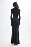 Abito lungo casual a maniche lunghe e fascia plissettata da donna ATREND