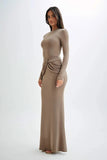 Abito lungo casual a maniche lunghe e fascia plissettata da donna ATREND