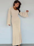 Abito lungo casual con maniche lunghe a pipistrello da donna ATREND