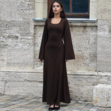 Abito lungo casual con maniche lunghe a pipistrello da donna ATREND
