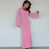 Abito lungo casual con maniche lunghe a pipistrello da donna ATREND