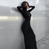 Abito lungo casual con scollo alto e maniche lunghe da donna ATREND