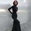 Abito lungo casual con scollo alto e maniche lunghe da donna ATREND