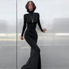 Abito lungo casual con scollo alto e maniche lunghe da donna ATREND
