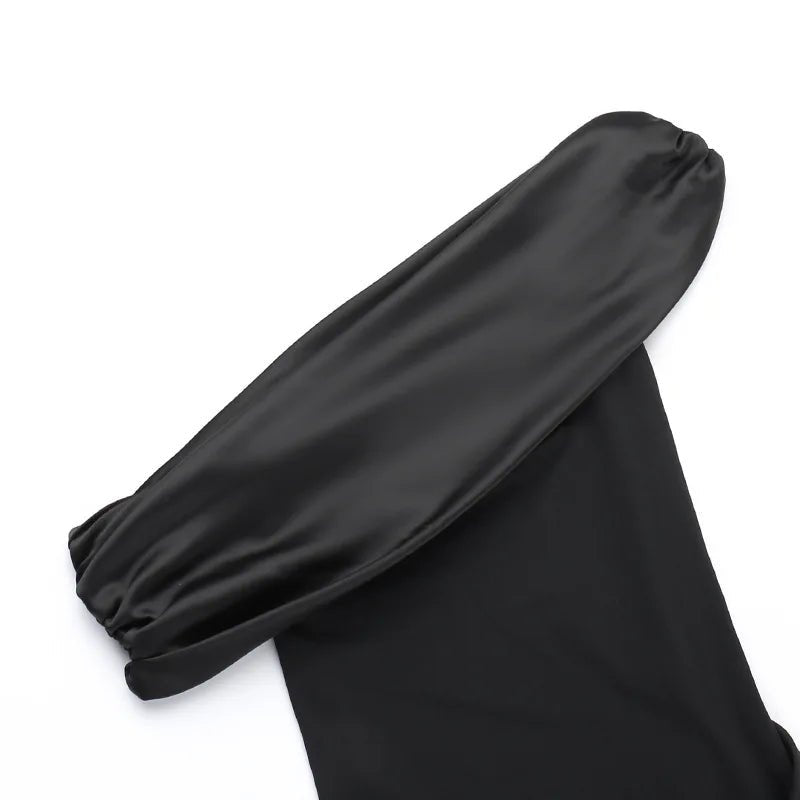 Abito lungo con nastro patchwork mono spalla da donna ATREND