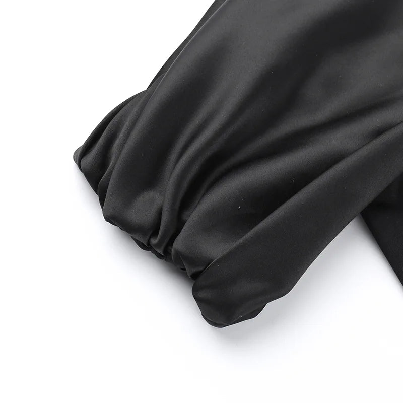 Abito lungo con nastro patchwork mono spalla da donna ATREND