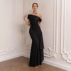 Abito lungo con nastro patchwork mono spalla da donna ATREND