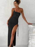 Abito lungo con spacco laterale mono spalla da donna ATREND