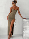 Abito lungo con spacco laterale mono spalla da donna ATREND