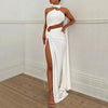 Abito lungo elegante asimmetrico con spacco laterale da donna ATREND