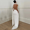 Abito lungo elegante asimmetrico con spacco laterale da donna ATREND