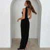 Abito lungo elegante asimmetrico con spacco laterale da donna ATREND