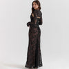 Abito lungo elegante in pizzo con copri spalle da donna ATREND